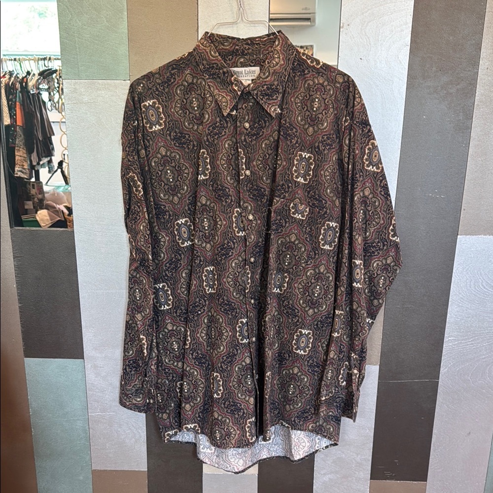 Vintage Paisley Patterned Men's Shirt, 100% Cotton by Great Lakes Recreation